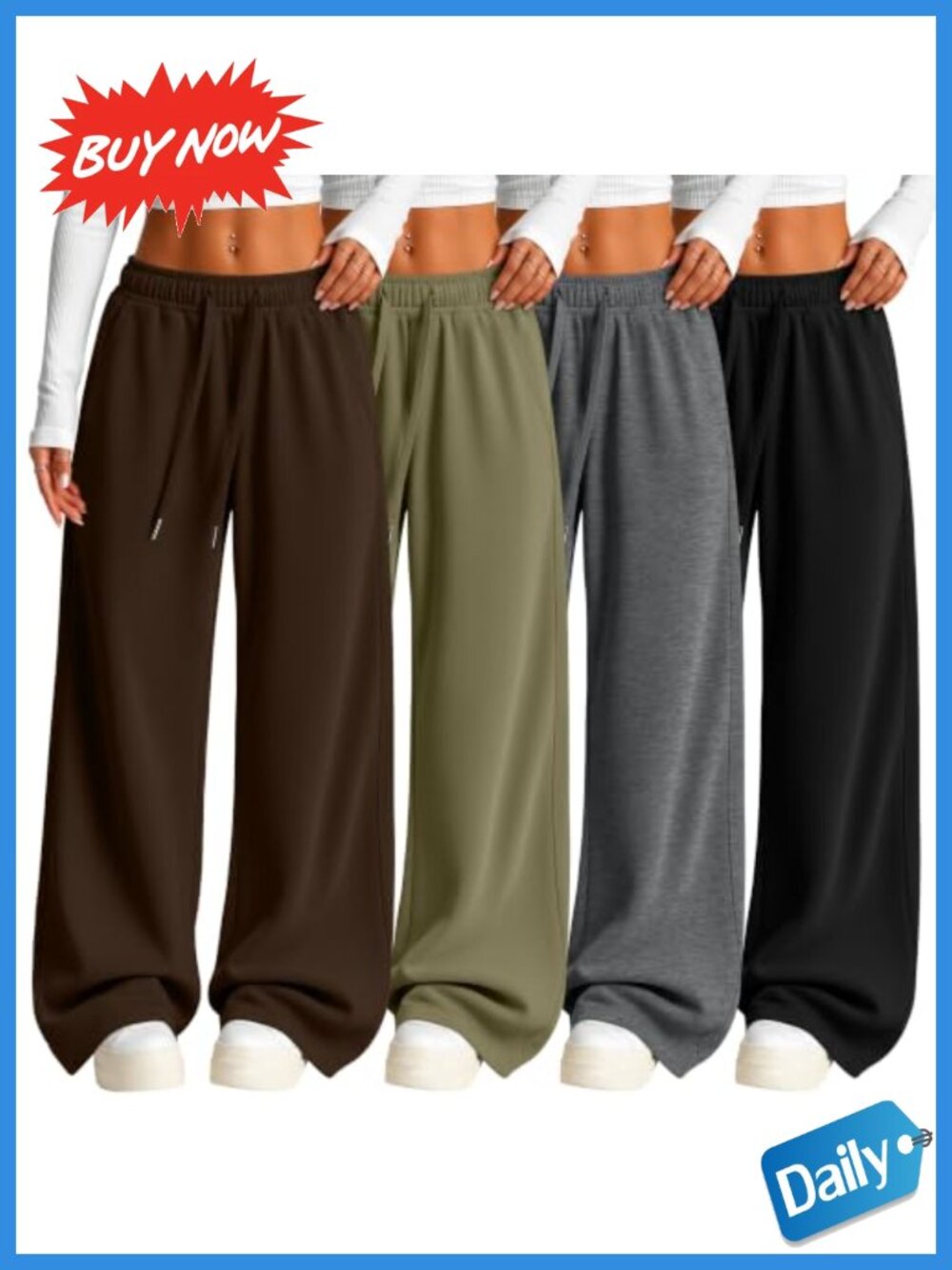 Wide Leg Sweatpants 4 Pack Soft Drawstring Pockets Lounge Pants